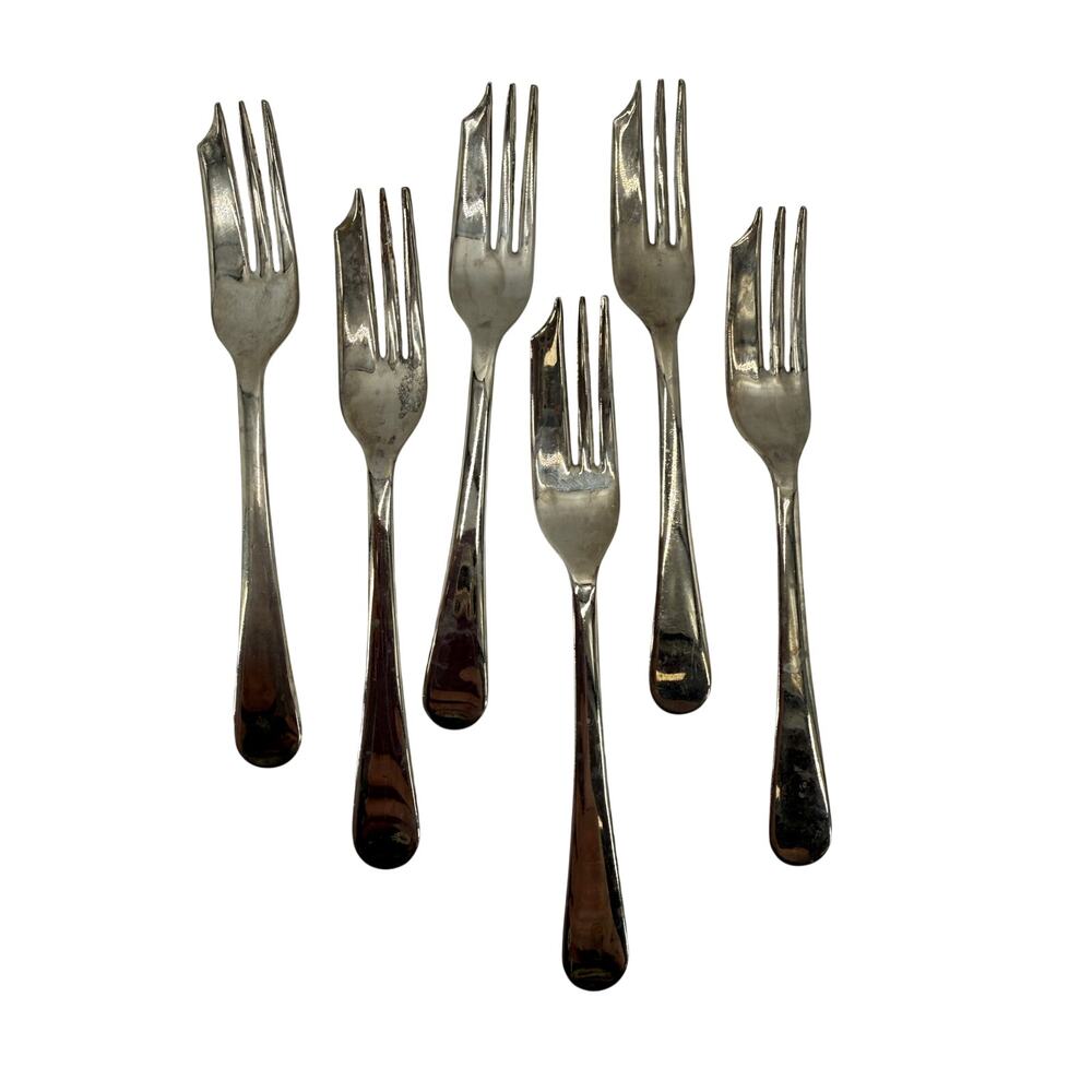 Silver Plated Sheffield England Pastry Cake Dessert Forks Vintage 7 Inch Set 6